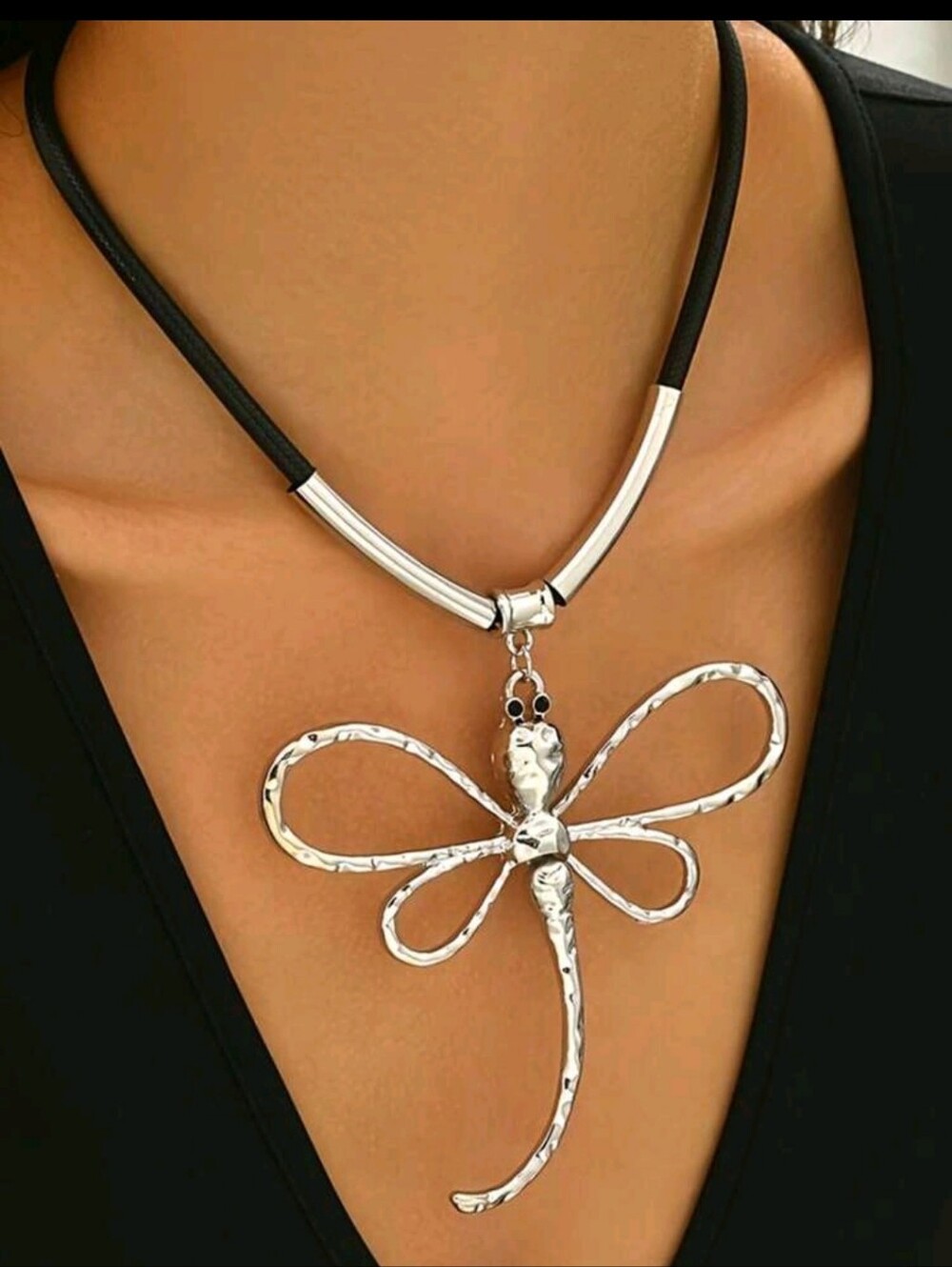 Silver Dragonfly Pendant Necklace - Women Jewelry